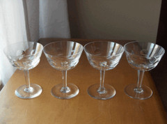 Orrefors Bernadotte set of 4 saucer champagne glasses~Sweden~1950s~Vintage
