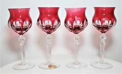 4 x NACHTMANN ROEMER CRYSTAL MARILYN Pink Wine glasses goblets 8.5 inch 22 cm