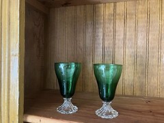 Green Juice Tumblers. Hocking BURPLE/INSPIRATION GREEN 5″, Footed