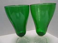 Anchor Hocking Forest Green Bubble Water Glass Goblets 6-5/8″ set of 4