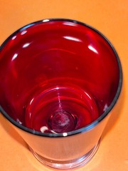 Vintage Luminarc Arcoroc France Ruby Red Glass Clear Stem 5” Classic Modern