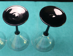 Luminarc Domino Signature Black Stem 3 Liquor Martini Glasses 6.5 » France 4 oz