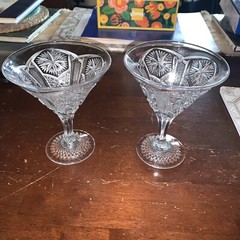 Imperial Glass Mogul Variant Stars Clear #612 Flared Compote/Glass/Martini Set 2