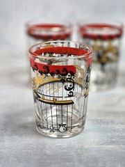 Vintage Hazel Atlas Double Shot Gay 90’S Bar Glasses Set Of 5 Mid Century Modern