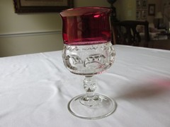 Set of 6 Vintage 1950s Colony Glass RUBY CROWN Thumbprint Water Goblets 5 3/4″