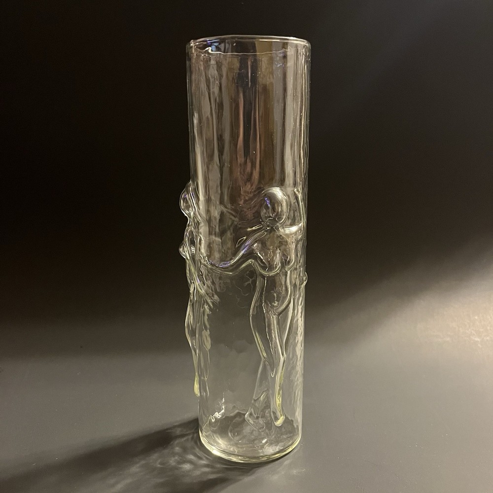 Vintage Libbey La Femme 3D Dancing Nude Highball Glass Tumbler Barware 20oz 8.75