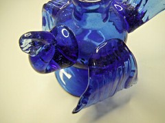 Early H2F american Hand blown art Glass Turkey bottle Cobalt Blue Rare FREE ShPn
