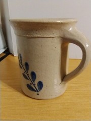 Vintage Handmade 1987 R. P. Leckband Stoneware Pottery Mug USA Des Moines, Iowa
