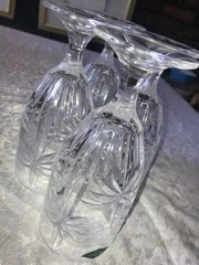 4 Godinger SHANNON Crystal SOUTH BEACH Palm Tree 16oz ICED TEA Water GOBLETS 7¾»