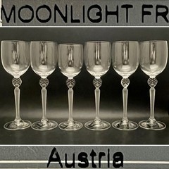 Mikasa Moonlight Frost 6 Piece Crystal Goblets/Glasses 2000-02 Austria 10″t 12oz