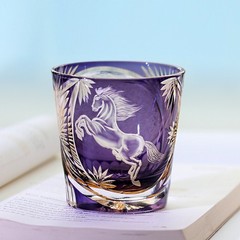 High-end Gifts Purple Crystal Whisky Glass Edo Kiriko Glass with Gift Box 320ml
