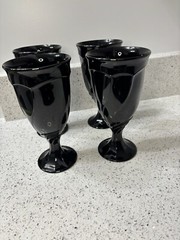 Vintage Nortake Sweet Swirl Water Goblet Glass set of 4 Black 7.5” WATER