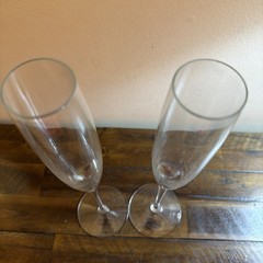 Set Of Two Hand Blown Glass Flutes From Romania Lg Stemware First Toast Wedding