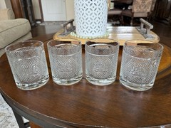 Ralph Lauren Safari Argyle Lion Crest 4-1/8” Double Old Fashion Glasses-Set of 4