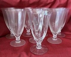 8 Fostoria NIAGARA 6026 Fosnia Water Goblets Iced Tea Glasses Wavy Optic VTG D/C