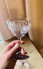 Central Glass Works Lavender Depression Glass Champagne Coupe Tall Sherbet Set 2