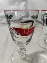 Libbey Horseless Carriage Wine Glasses W/1913 Chevrolet Design Set of 4