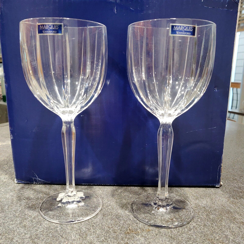 NEW Marquis by Waterford Omega Set Of 2 (Two) Crystal 12 oz Wine Glasses Germany