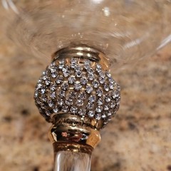 2 Wine Glasses Crystal Rhinestones in Stem Home Essentials & Beyond Gold Goblets