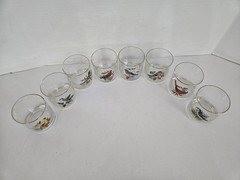 8 Vintage West Virginia Glass Co. Song Birds 3.5″ Drinking Glasses FREE SHIPPING