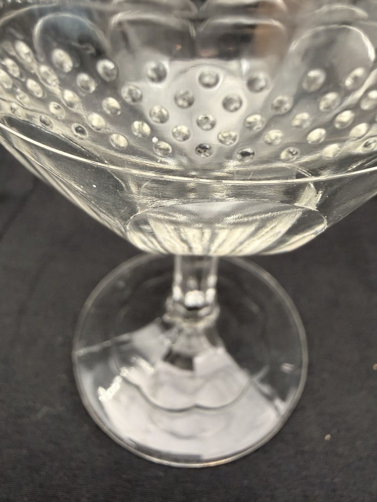 Antique EAPG Dewdrop Band Goblet Clear Pressed Glass c1880 Victorian