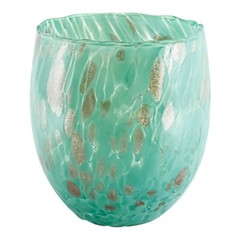 Murano Glass Drinking Tumblers Set of Six 6 Blue Red Green White Bronze Venice