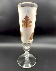 Libbey Golden Foliage Set Of 5 Champagne Pilsner Glasses 22K Gold Leaf MCM