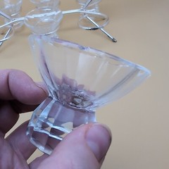 Vintage Deco Hand Cut Bavarian Crystal Cordial Shot Glass Set w/ Caddy Bar Ware