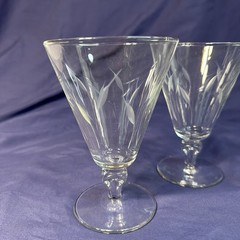 Libbey Simplicity Water Goblets Set Of 4 Stemmed Glasses Etched In Cattails Leaf