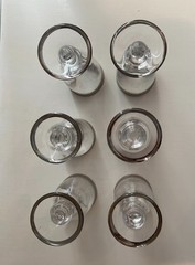 Vintage Murano Medici Small Liquor MCM Crystal Glasses, Platinum Rim, Set of 6