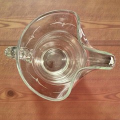 Vintage Mid Century MCM Etched Glass Seagull Pitcher Bach Bird Clear