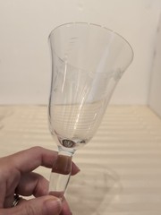 VTG Etched Wine Glasses Lot of 5 Tapered Stem 7″ MCM Leaf Floral Bud Barware