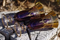VINTAGE Goblets 22k Gold Set of 2 SC Line Made in Italy MAGNIFICENT GLASS!