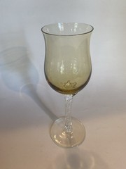 VTG Sherry Cordial Glasses Multi-Color Harlequin Applied Clear Twist Long Stem