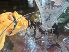 8 Vintage c.1930’s Tiffin Franciscan Touraine Water Goblet Clear Etched Glass