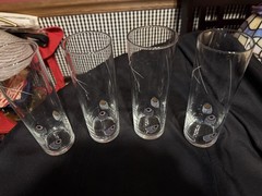 Set of 4 Mid Century 12 oz Highball Glasses Peacock Feathers
