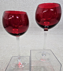 LENOX Ruby Red Balloon Wine Glasses Stemmed 8 7/8 in Set Of 2