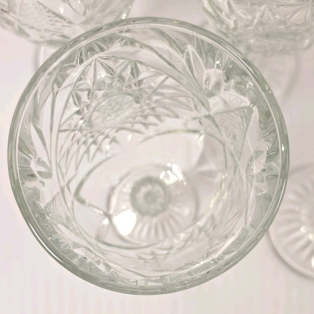 7 Libbey Hobstar Star of David Water Wine Goblets Stemware Glasses Heavy As is
