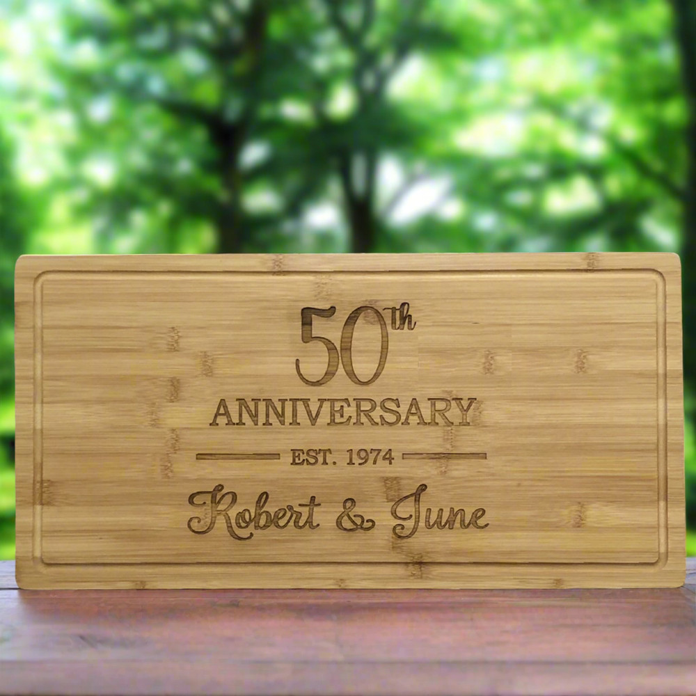 Personalized Charcuterie Cutting Board with Drip Ring, Bamboo Wood, 23.75″ x 12″