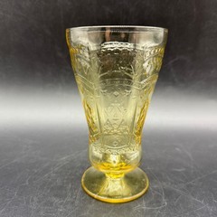 1930s Federal Glass Patrician Amber 8oz Footed Tumbler Yellow Depression USA