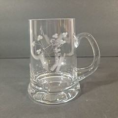 Etched Golfer Floral Glass Beer Mug With Handle Barware Mancave Father’s Day