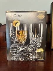 Godinger Milano Shannon Set of 4 Goblets 24% Lead Crystal Iced Tea 13oz (NEW)