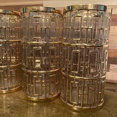 6 VTG Imperial Glasses Shoji Trellis 22K Gold Glass Tumbler Highball 5.75″ USA!