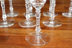Vtg MCM Crystal Libbey Rock Sharpe Arctic Rose Hand Etched Goblets Lot of 8