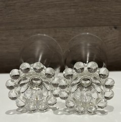 Vintage 1960s Anchor Hocking Boopie Beaded Footed Clear Glasses Set Of 2 4.25”