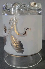 Covetro Italian Frosted Gold Wheat Personal Ice Bucket Glass Glass Gold Trim 6″