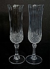 Cristal D’Arques-Durand Longchamp (Clear) Fluted Champagne Glasses 4 oz Set of 2