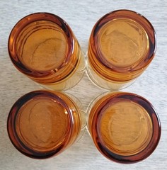 Vintage Libbey Amber Malibu Gold Juice Glasses Rib Base MCM 3 1/2″ 4 Oz Set of 4