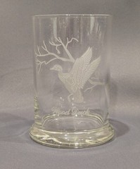 Lot of 4 Vintage Etched Whiskey Glasses DOF Birds Duck Hunting Barware 4.5″T