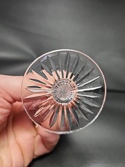Vintage cut crystal cordial glass with diamond and fan pattern